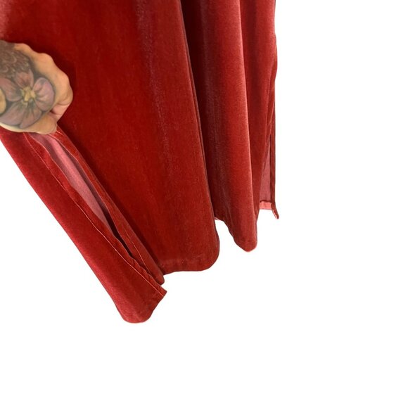 Vintage 60s Red Orange Velour Short Sleeve Full Length House Dress Medium - Picture 5 of 10